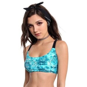 Supernatural NEW Women's Teal Tye-Die Tie Back Women's‎ Small Swim Top